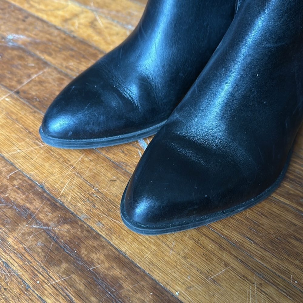Sz 7.5 Franco Sarto Black Pointed Ankle Boots - Picture 4 of 7